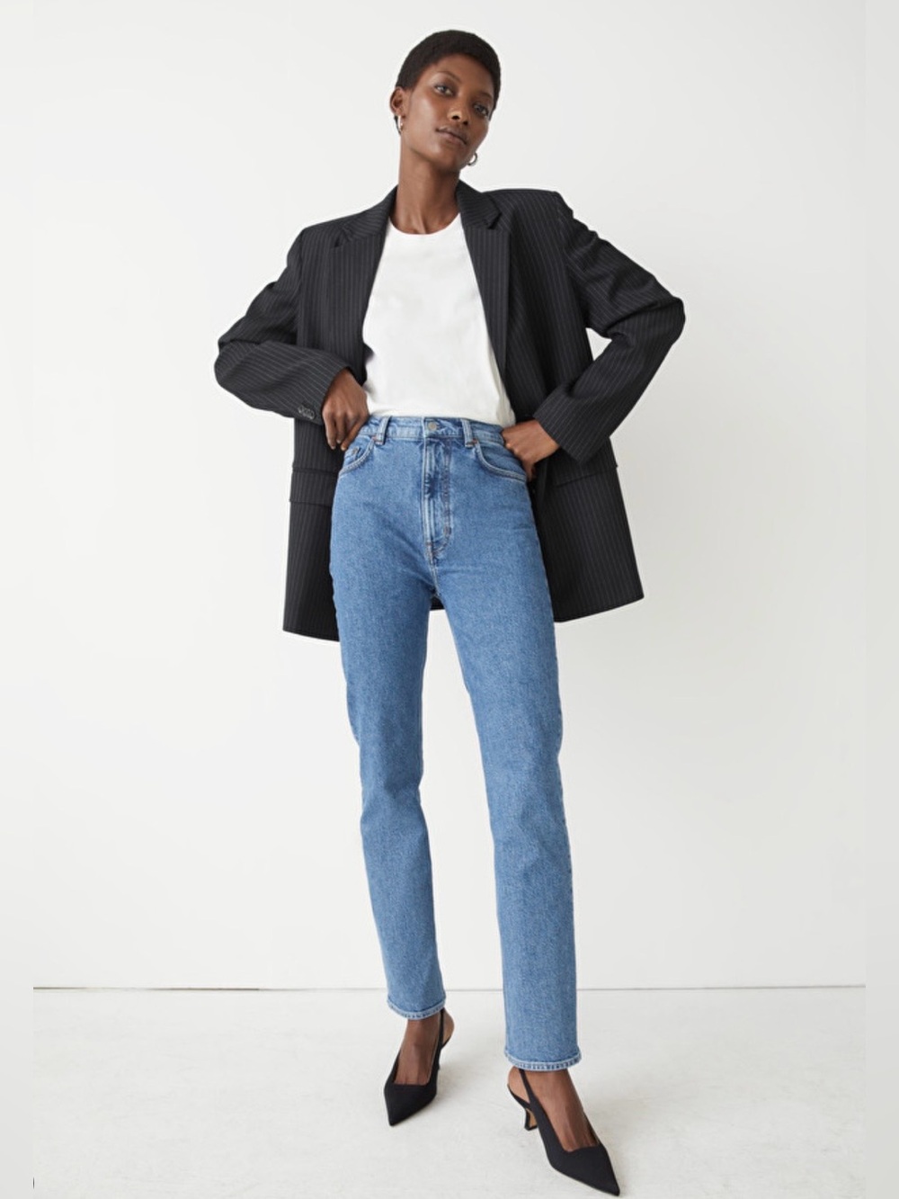 & Other Stories Favourite Cut High Rise Straight Leg Jeans 29 Blue Denim